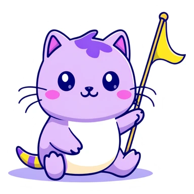 adorable baby slugcat from Rain World with non-binary flag colors yellow, white, purple, and black sticker