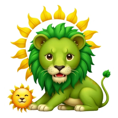 green lion devouring the sun sticker