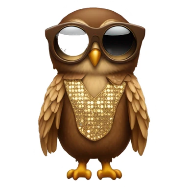 a brown owl emoji with sunglasses and a disco outfit on sticker