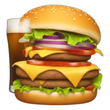 burger drinking a beer sticker