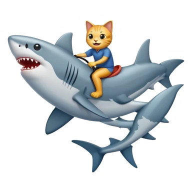 Cat riding a shark emoji sticker