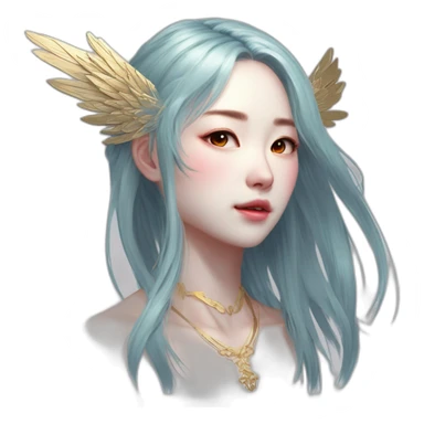 Elusive hair, Wings, Choker, Colorless garden, Bathed in shadows, FOV 90 degrees, short lighting, L USM, Cold Colors, gilded technique, taiji, extremely hyper aesthetic, absurdres, sticker