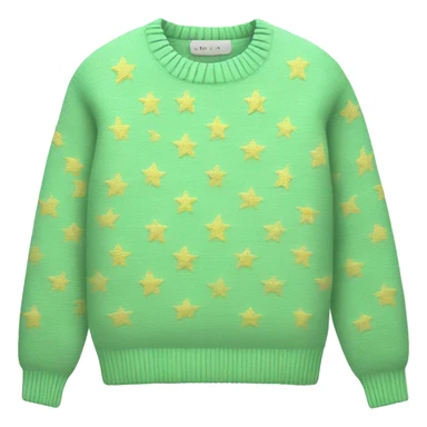 Knit pastel green sweater with star patterned sticker