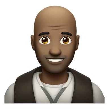 Dark bald man with mole on lip evil smile sticker
