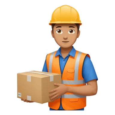 create a realistic emoji of a logistic worker in different weather situuations sticker