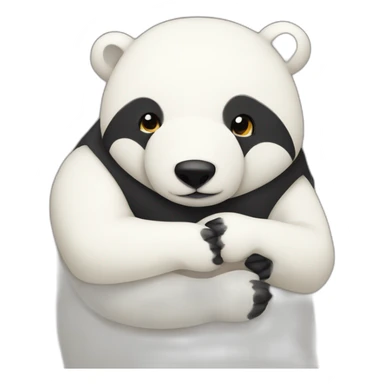 fat white bear hugs black fox sticker