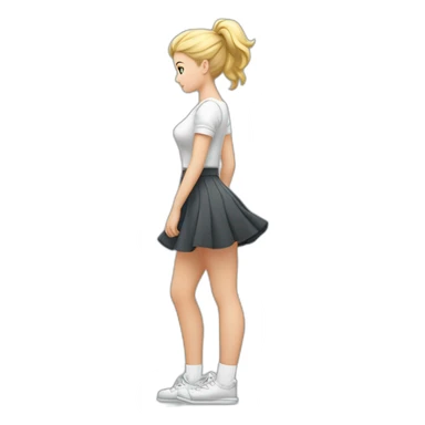 full-body-back-view-curvy-caucasian-beauty-in-small-skirt-lifted-by-strong-wind-butt-white-socks sticker