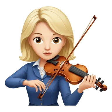 Middle-aged blonde woman playing violin, focused expression sticker