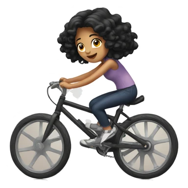 Girl with black hair riding bike  sticker