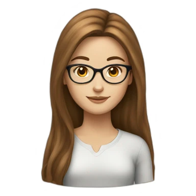 White girl with long brown hair and glasses sticker