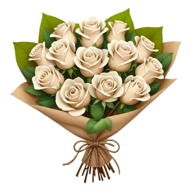 white roses bouquet in brown paper sticker