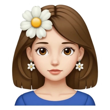 Medium Hair Girl with big white flower earrings sticker
