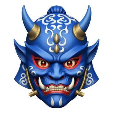 blue samurai oni mask sticker