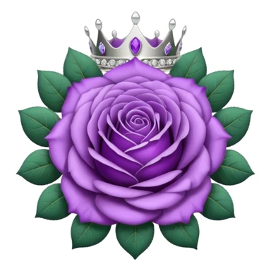 Purple rose flower, silver circle plaque, silver tiara sticker