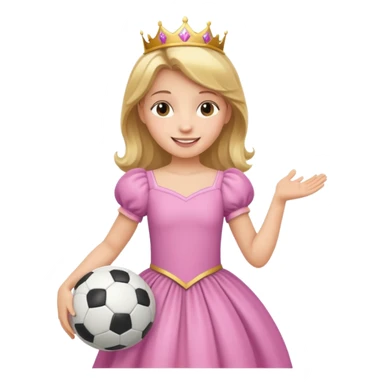 A girl in a princess dress holding a soccer ball sticker