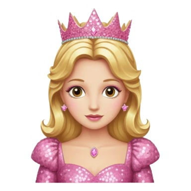 Glinda from the Wizard of Oz with golden blonde hair, pink sequin outfit sticker