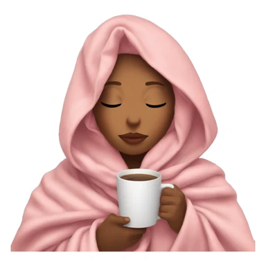 girl inside a blanket sipping coffee eyes closed pink hair sticker