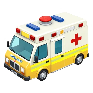 isometric British yellow ambulance  sticker