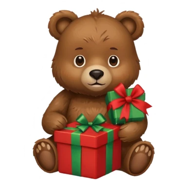 bear holding christmas box and iphone sticker