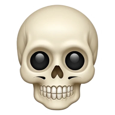 calavera emoji estilo iPhone, forma clásica de cráneo, simple y reconocible sticker