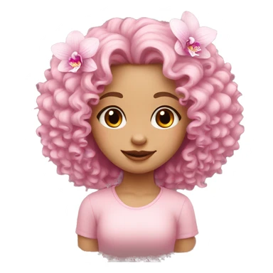 Orchid flower pastel pink and cute European curly girl   sticker