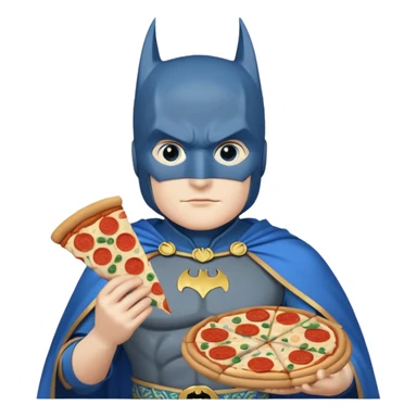 batman, wearing blue ancient chinese custome, with pizza sticker