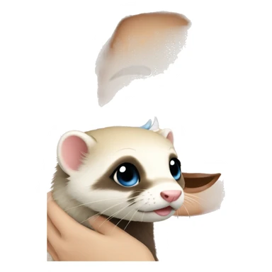 Ferret in hands of a blond girl with blue eyes and long eyelashes  sticker