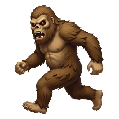 An angry sasquatch running full speed to the right in "blitzkrieg" mode. In the style of you bleeding skull art sticker