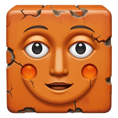 A rectangular brick with a face sticker