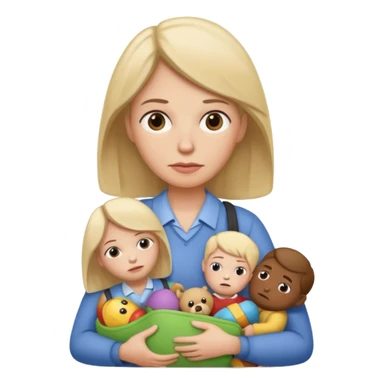 A teacher carrying children’s toys while looking exhausted. sticker