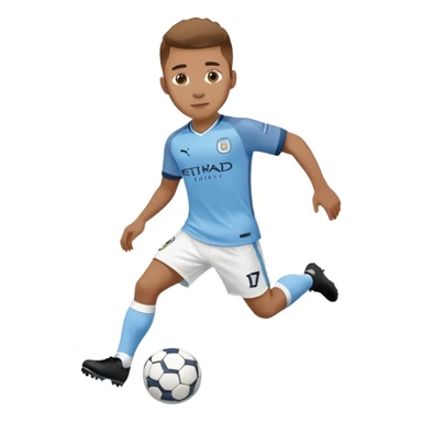 Soccer player wearing Manchester City sky blue jersey and white shorts sticker