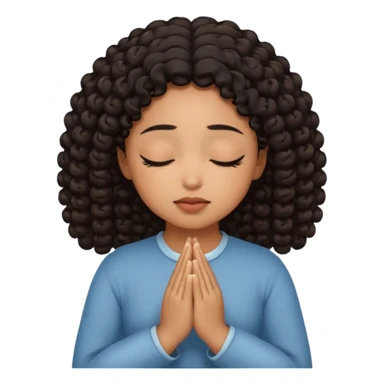 brown girl praying curls black hair and eyes closed sticker