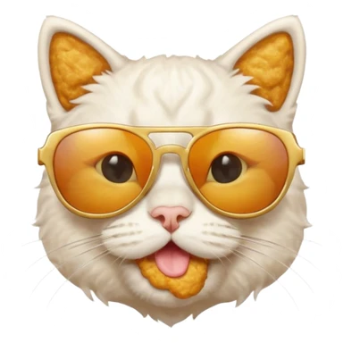 White Cat with sun glasses and this cat is made from nugget sticker