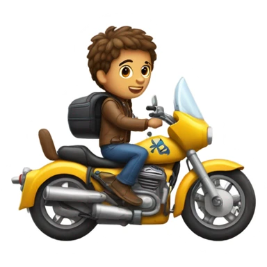 Niño con cabeza de perro en una moto sticker