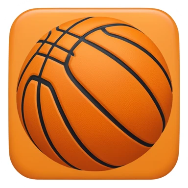 basketball, simple, orange ball with black lines, apple emoji style sticker
