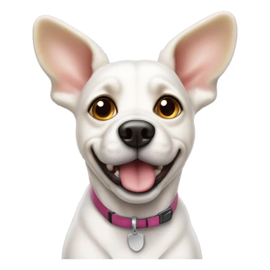 cute white-beigel dog with big up ears sticker