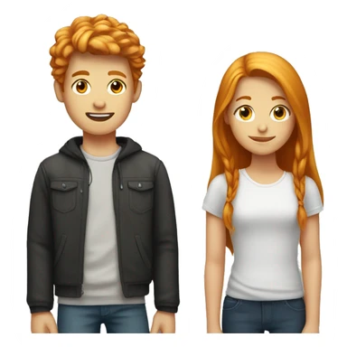 Blond teenager boy with red haired teenage girl sticker
