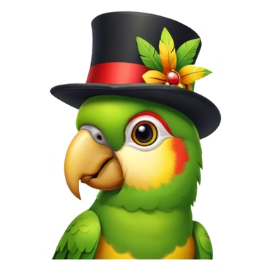 Parrot wearing a top hat sticker