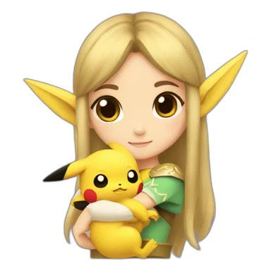Princess Zelda cuddling a pikachu sticker