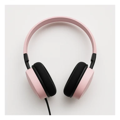 minimal pink and black headphones on white background, no text sticker