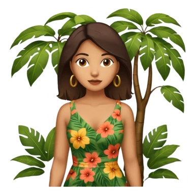 an latin woman with jungle tree sticker