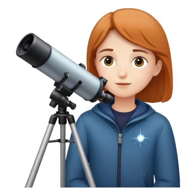 person stargazing with a telescope sticker