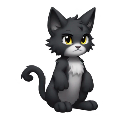 Anthro Dark Edgy Cool Shy Grumpy FurSona Cat Fakemon Full Body sticker