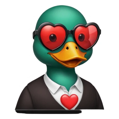 Make a frame emoji and inside it is a duck wearing red heart sunnies and the background is sky or anything blue make it like this 🌇 but what I described inside  sticker