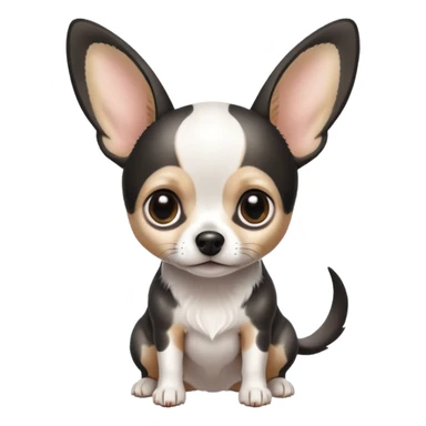 Chihuahua de pelo blanco con negro como una vaca. Con Grandes orejas super delgado sticker