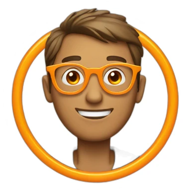orange ring and man wearing glasses sticker