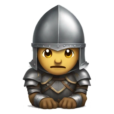 a knight crouching  with his head down sticker