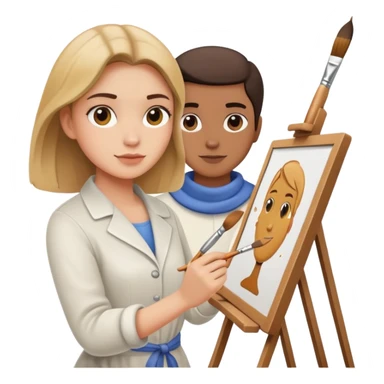 artist painting at easel sticker