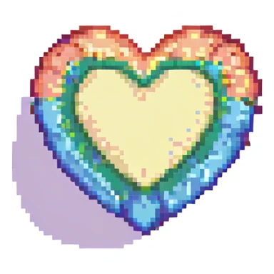 gay pride rainbow heart, pixel art style, bright and cheerful sticker