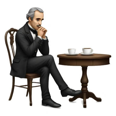 Victorian man siting at the coffee table and thinking about his life sticker
